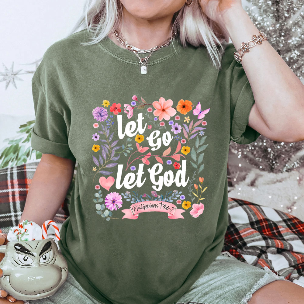 Let Go Let God Christian Washed T-Shirt