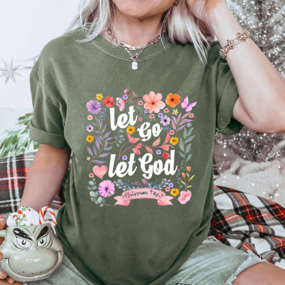 Let Go Let God Christian Washed T-Shirt