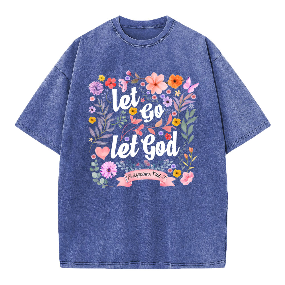 Let Go Let God Christian Washed T-Shirt