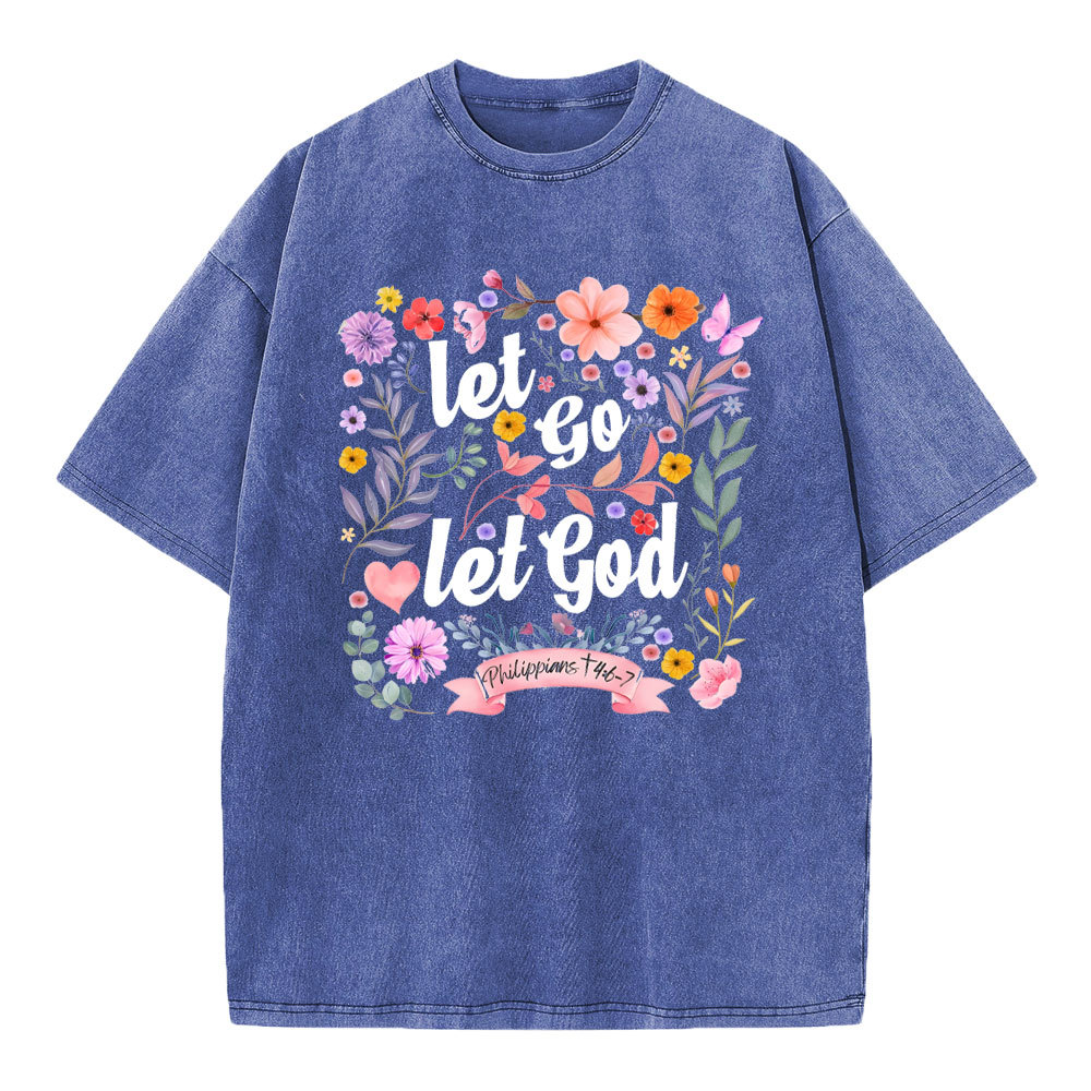 Let Go Let God Christian Washed T-Shirt