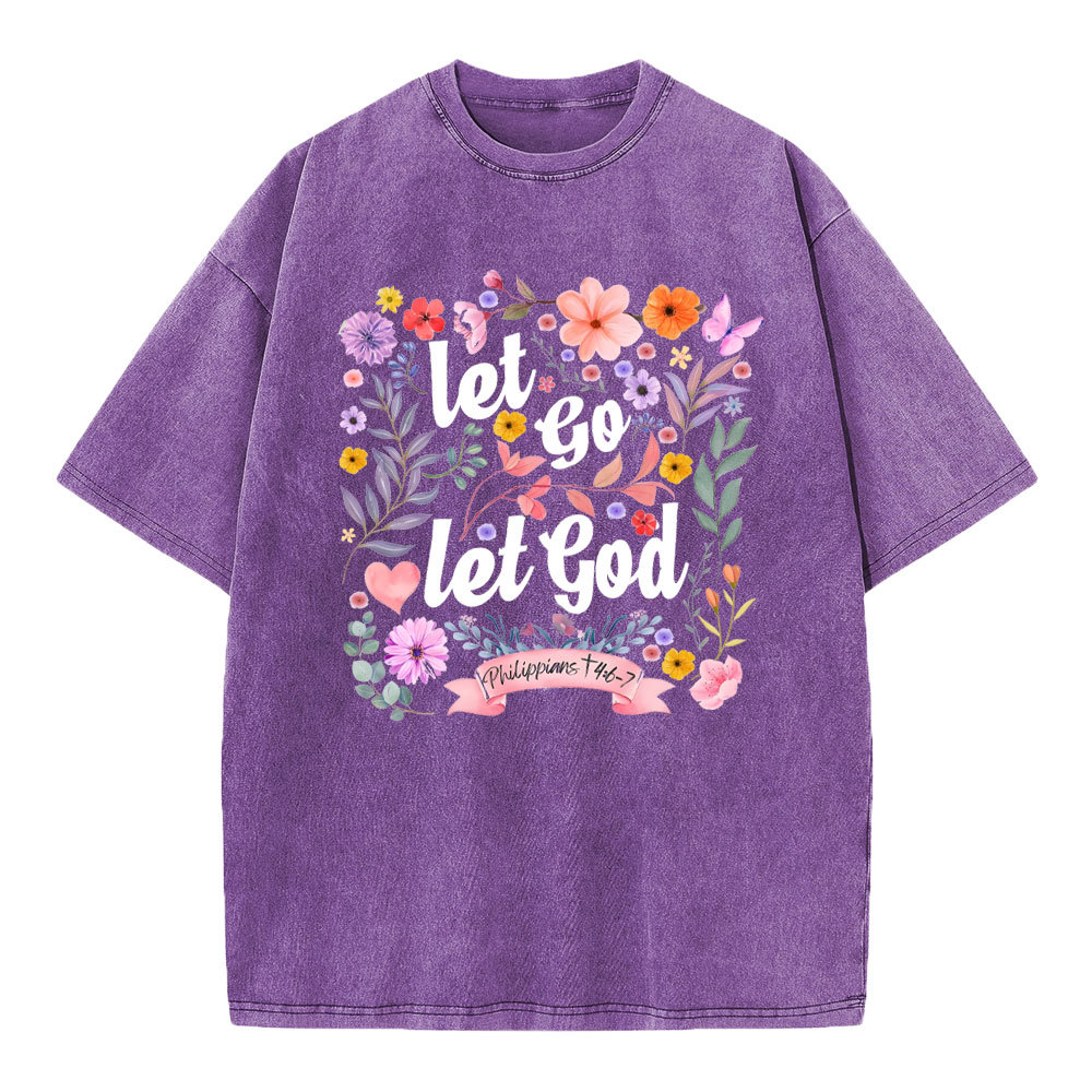 Let Go Let God Christian Washed T-Shirt