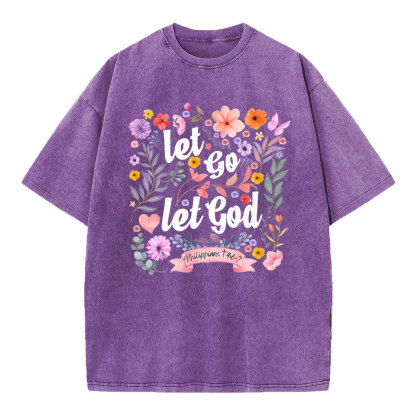 Let Go Let God Christian Washed T-Shirt