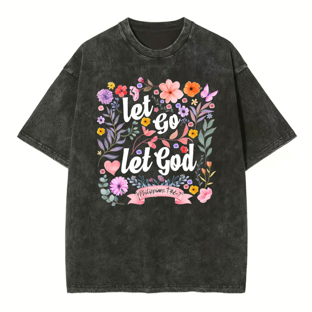 Let Go Let God Christian Washed T-Shirt