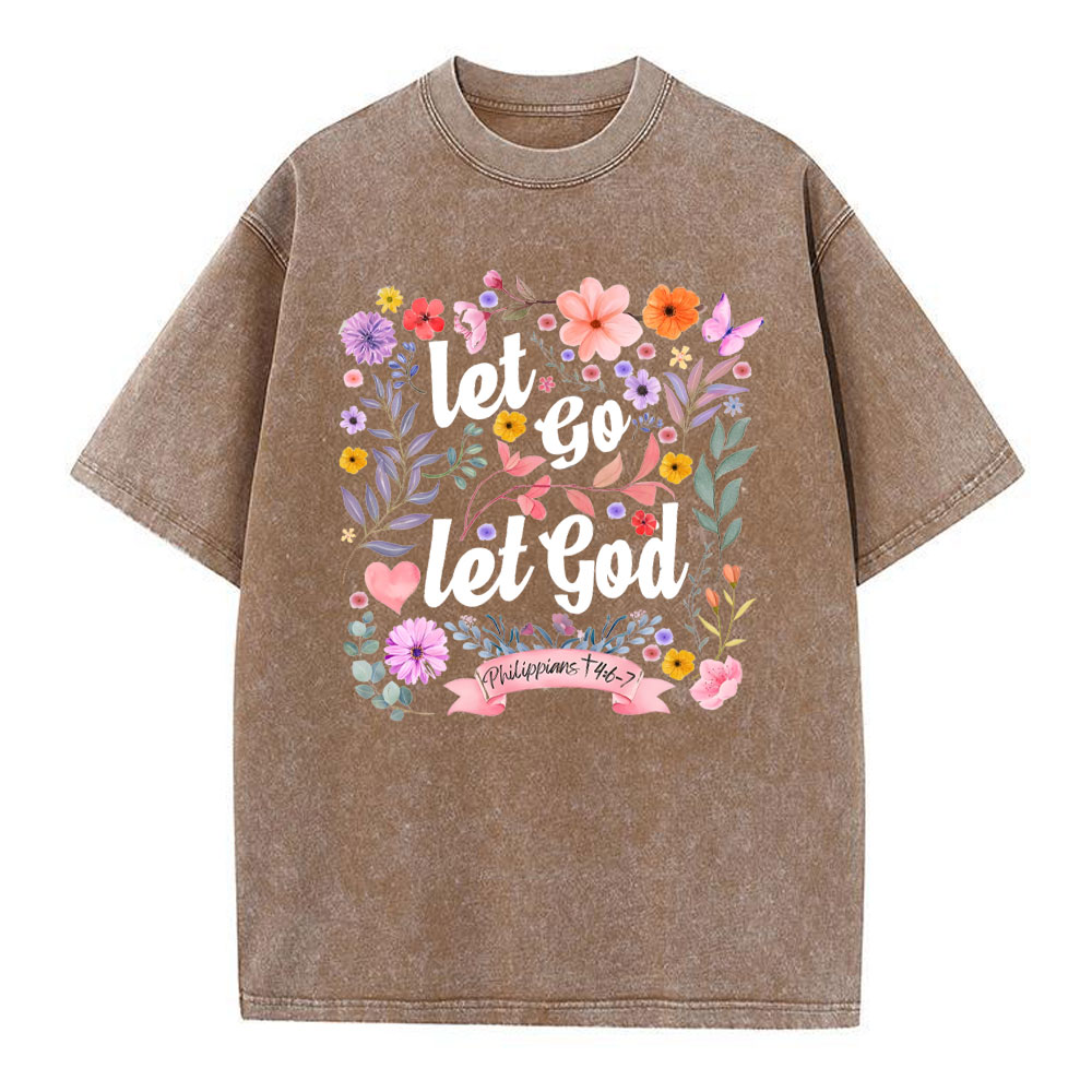 Let Go Let God Christian Washed T-Shirt