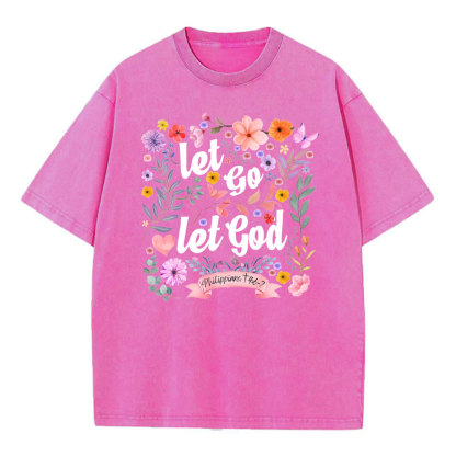 Let Go Let God Christian Washed T-Shirt
