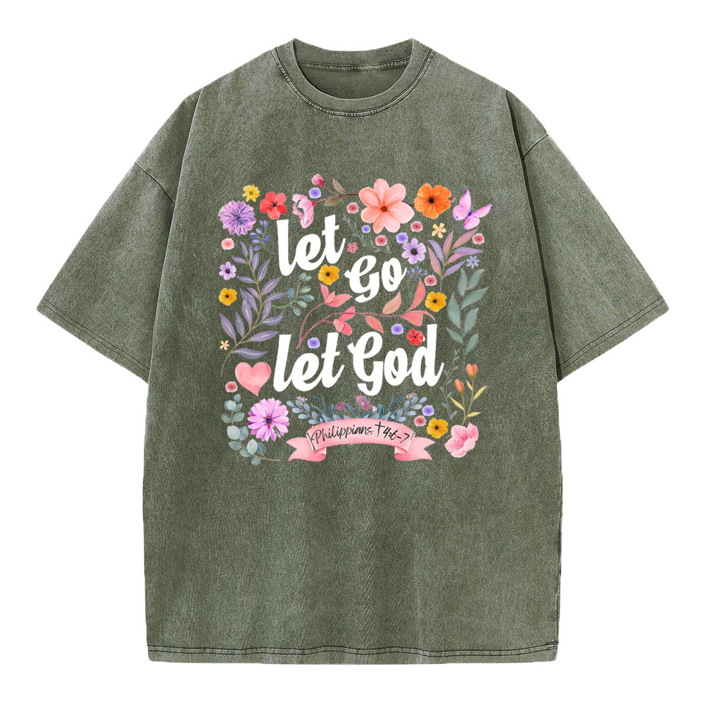 Let Go Let God Christian Washed T-Shirt