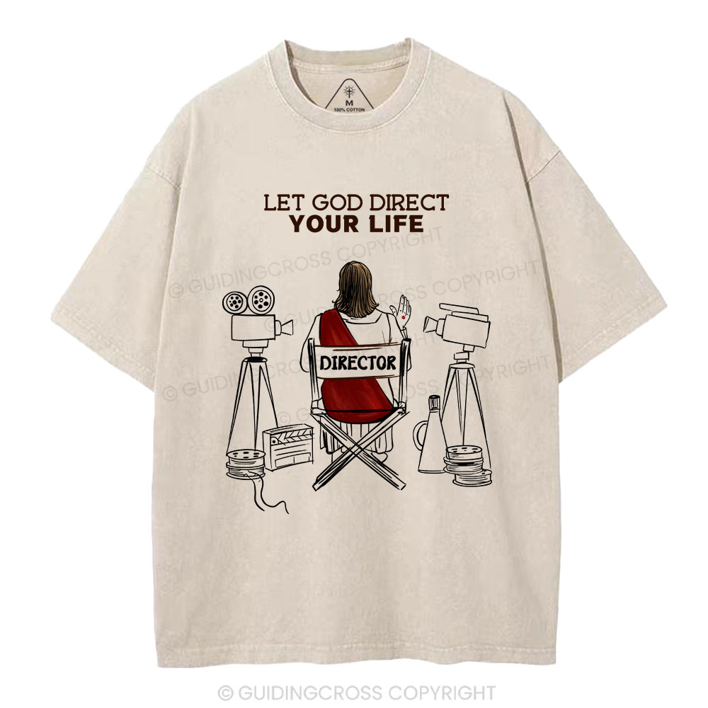 Let God Direct Your Life Christian Washed T-Shirt