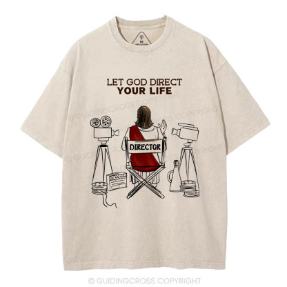 Let God Direct Your Life Christian Washed T-Shirt