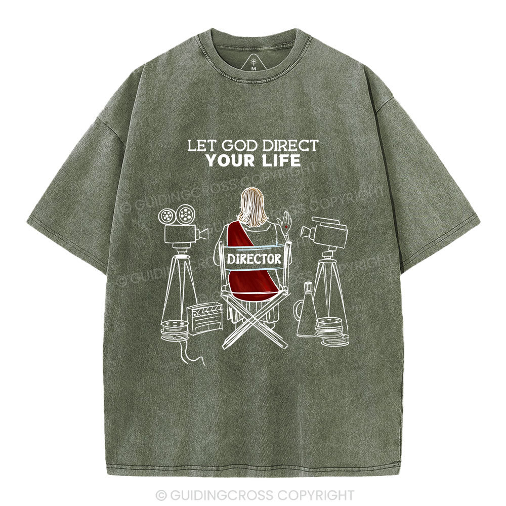 Let God Direct Your Life Christian Washed T-Shirt