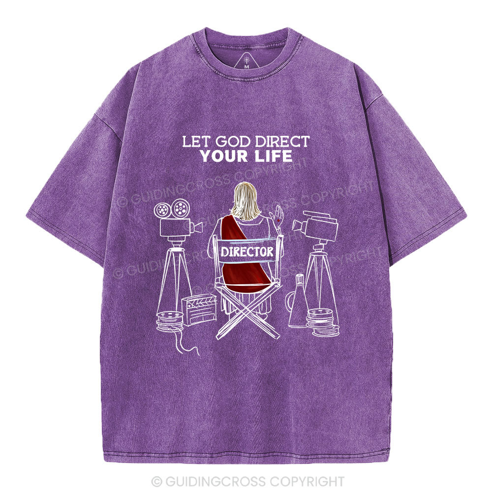 Let God Direct Your Life Christian Washed T-Shirt