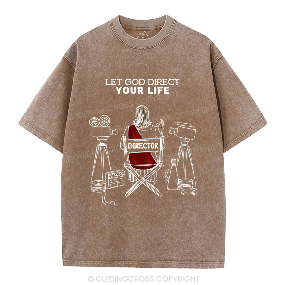 Let God Direct Your Life Christian Washed T-Shirt