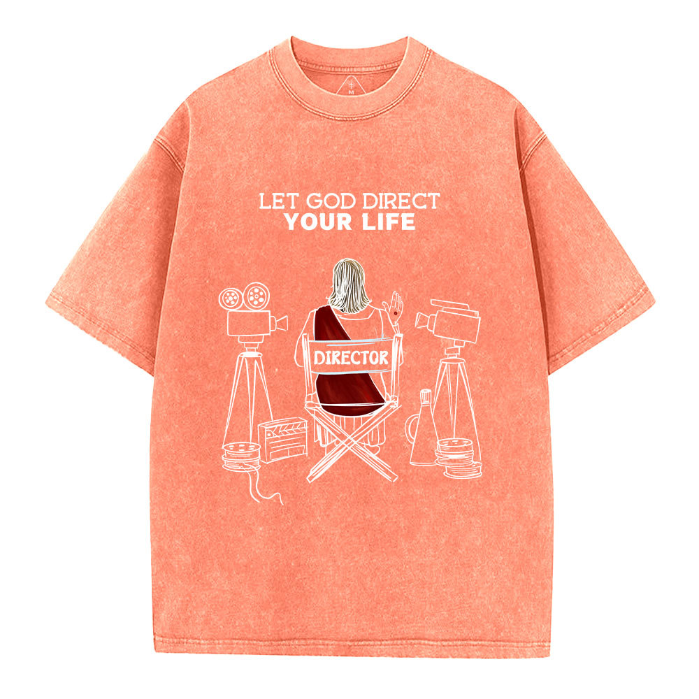 Let God Direct Your Life Christian Washed T-Shirt