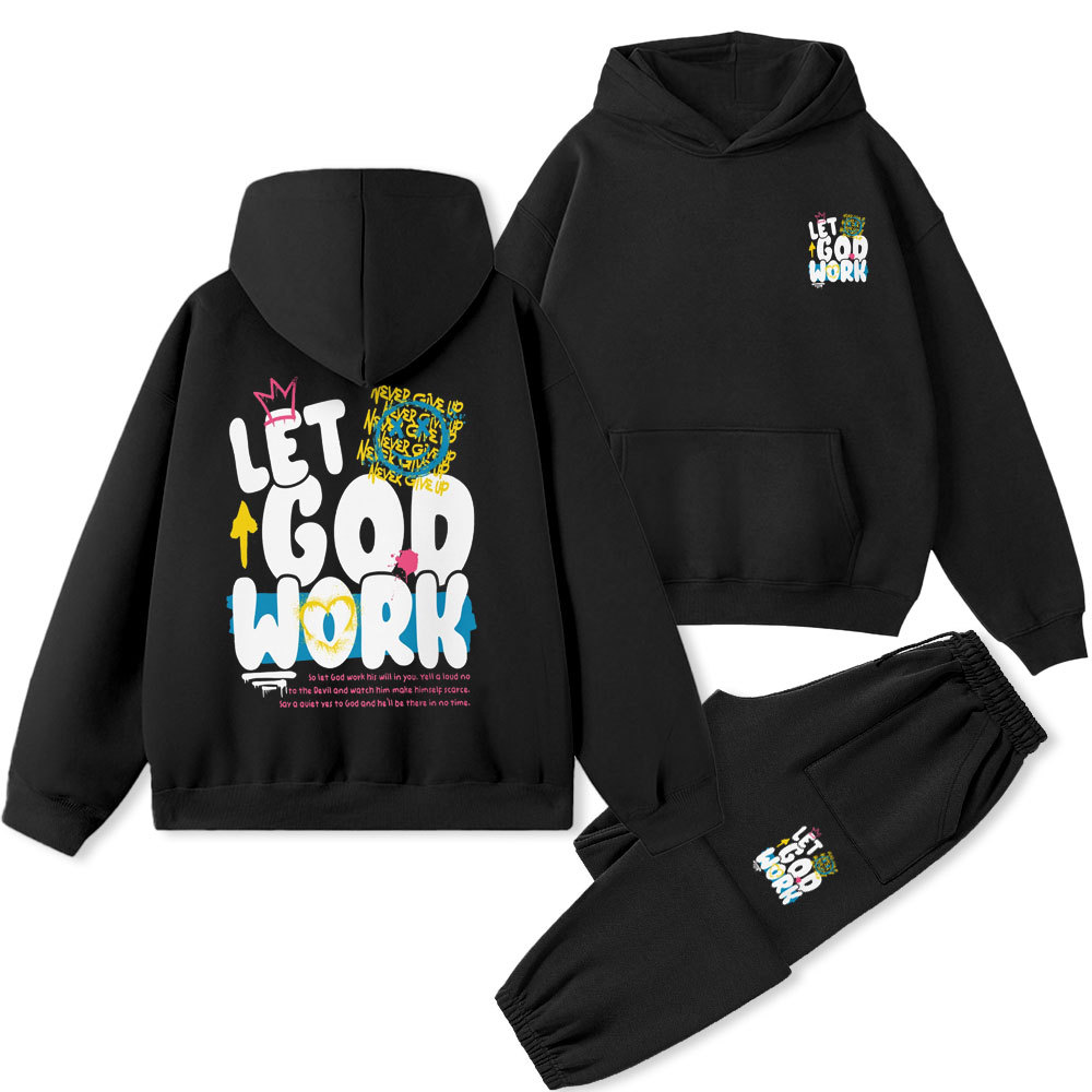 Let God Work Christian Premium Fleece Hoodie Set