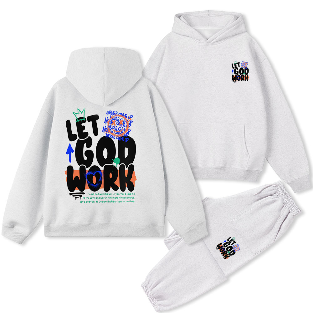 Let God Work Christian Premium Fleece Hoodie Set