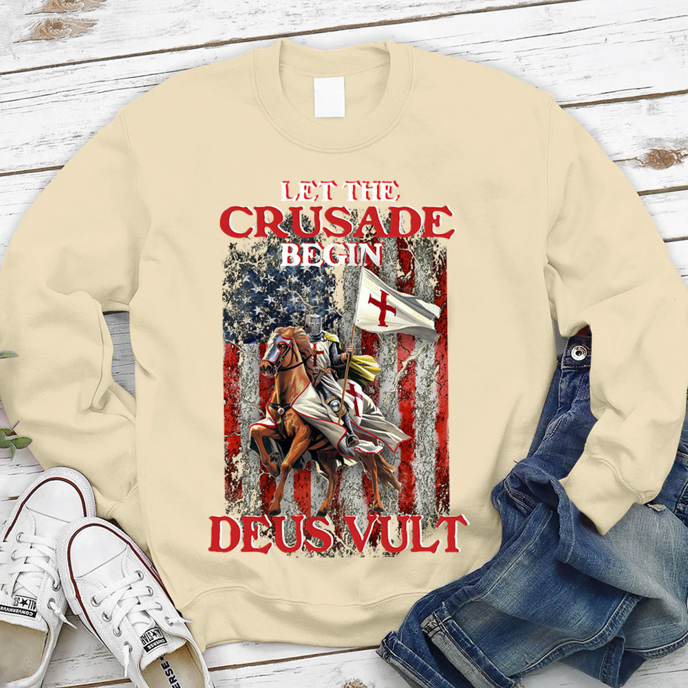 Let The Crusade Begin Deus Vult Christian Sweatshirt