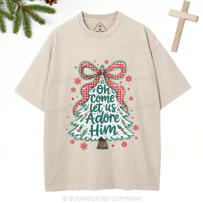 Let Us Adore Him Christian Washed T-Shirt