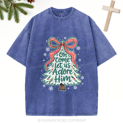 Let Us Adore Him Christian Washed T-Shirt