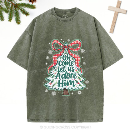 Let Us Adore Him Christian Washed T-Shirt
