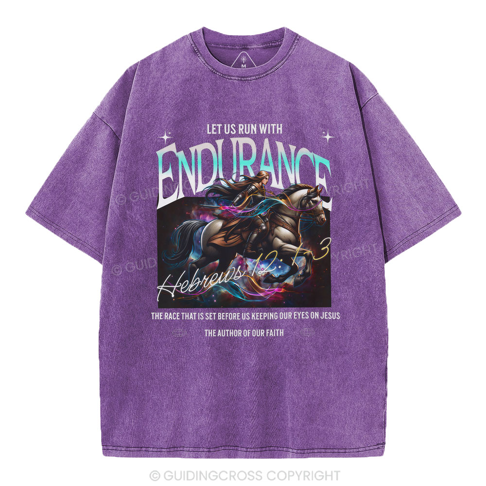 Let Us Run With Endurance Christian Washed T-Shirt