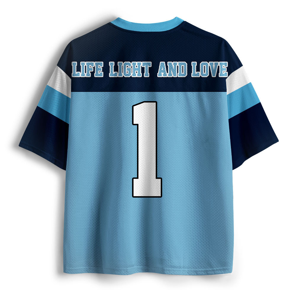 Life Light And Love Christian White Mesh Jersey