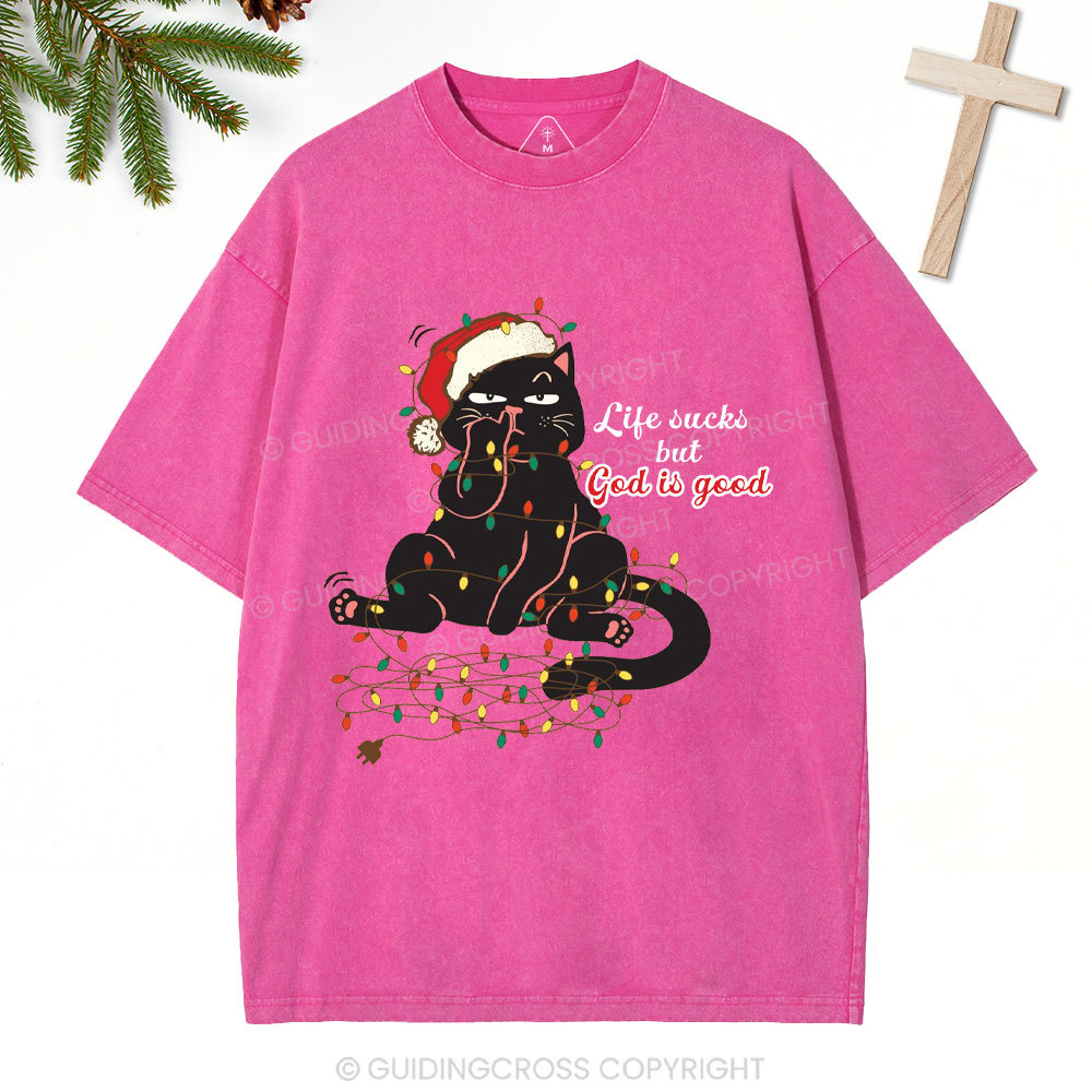 SAY JEEZ Chrisrtian Christmas Washed T-Shirt Sale - GuidingCross