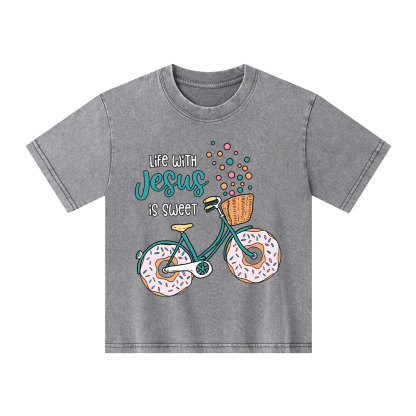 Life With Jesus Is Sweet Kid Washed T-Shirt