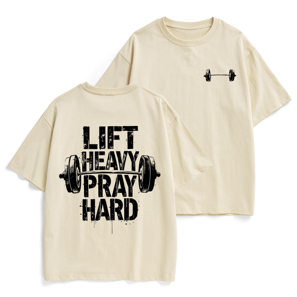 Lift Heavy Pray Hard Christian Heavy Cotton T-Shirt