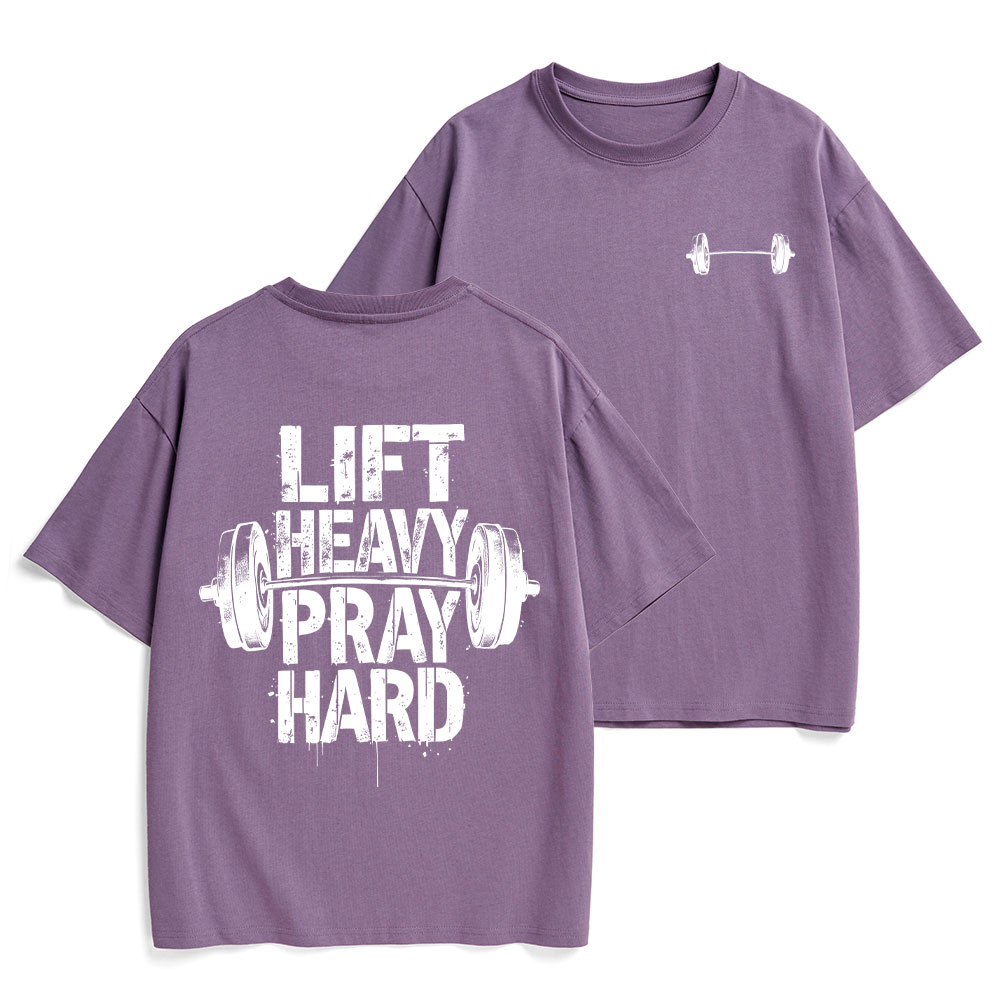 Lift Heavy Pray Hard Christian Heavy Cotton T-Shirt