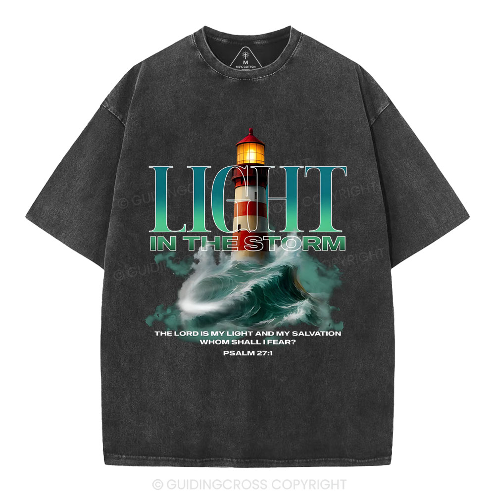 Light In The Storm Christian Washed T-Shirt