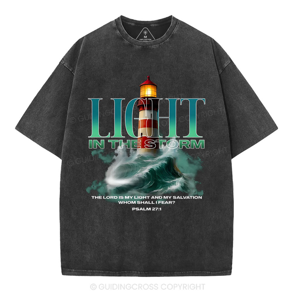 Light In The Storm Christian Washed T-Shirt