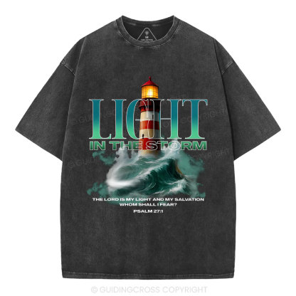 Light In The Storm Christian Washed T-Shirt