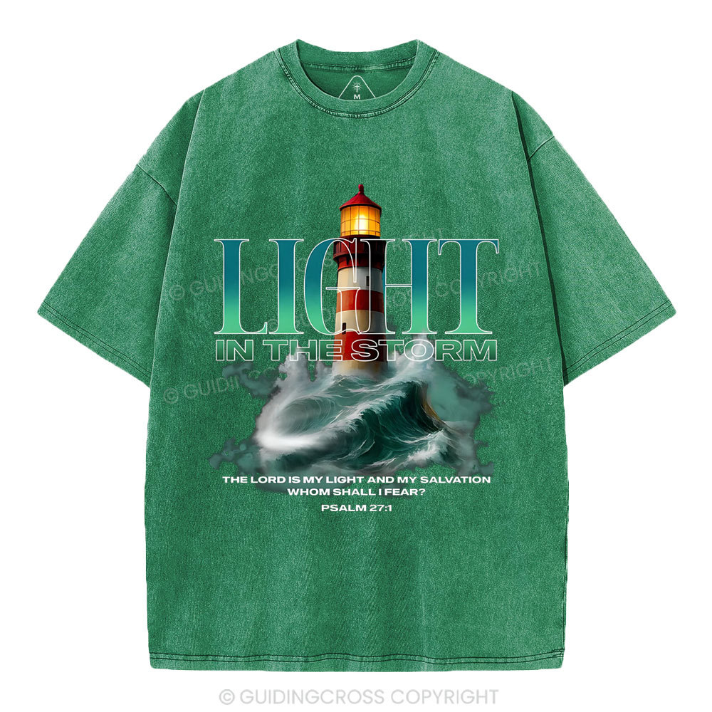 Light In The Storm Christian Washed T-Shirt