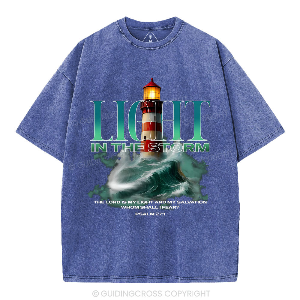 Light In The Storm Christian Washed T-Shirt