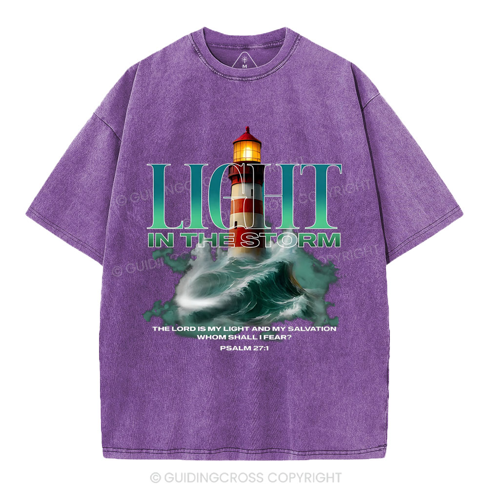 Light In The Storm Christian Washed T-Shirt