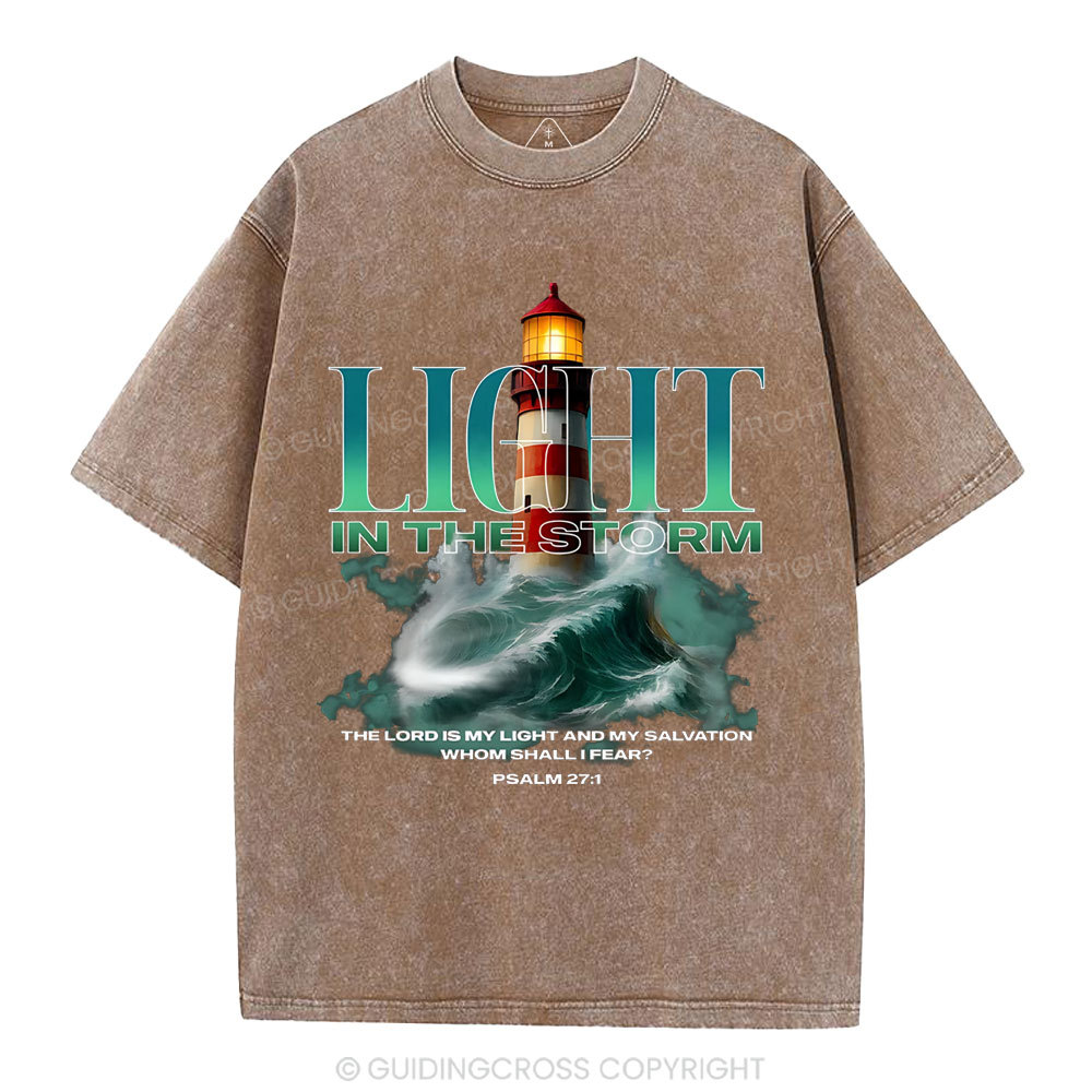 Light In The Storm Christian Washed T-Shirt