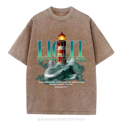 Light In The Storm Christian Washed T-Shirt