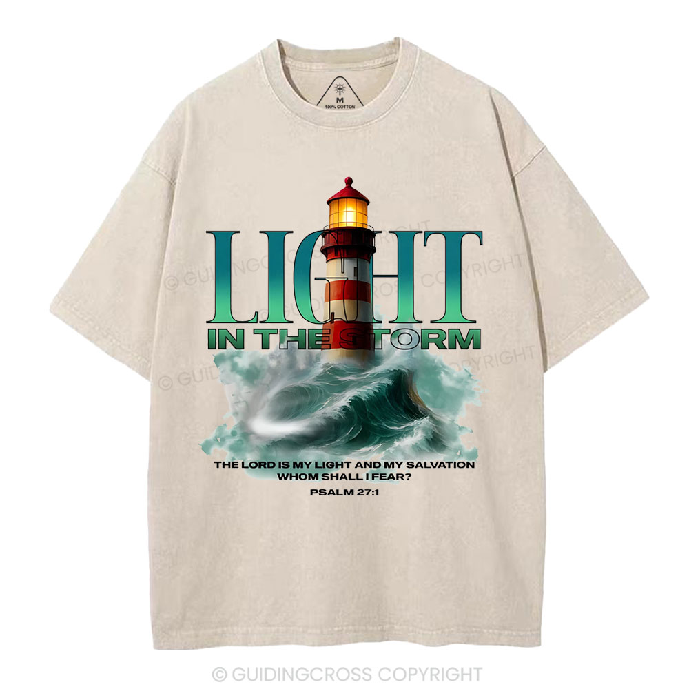 Light In The Storm Christian Washed T-Shirt