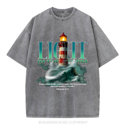 Light In The Storm Christian Washed T-Shirt