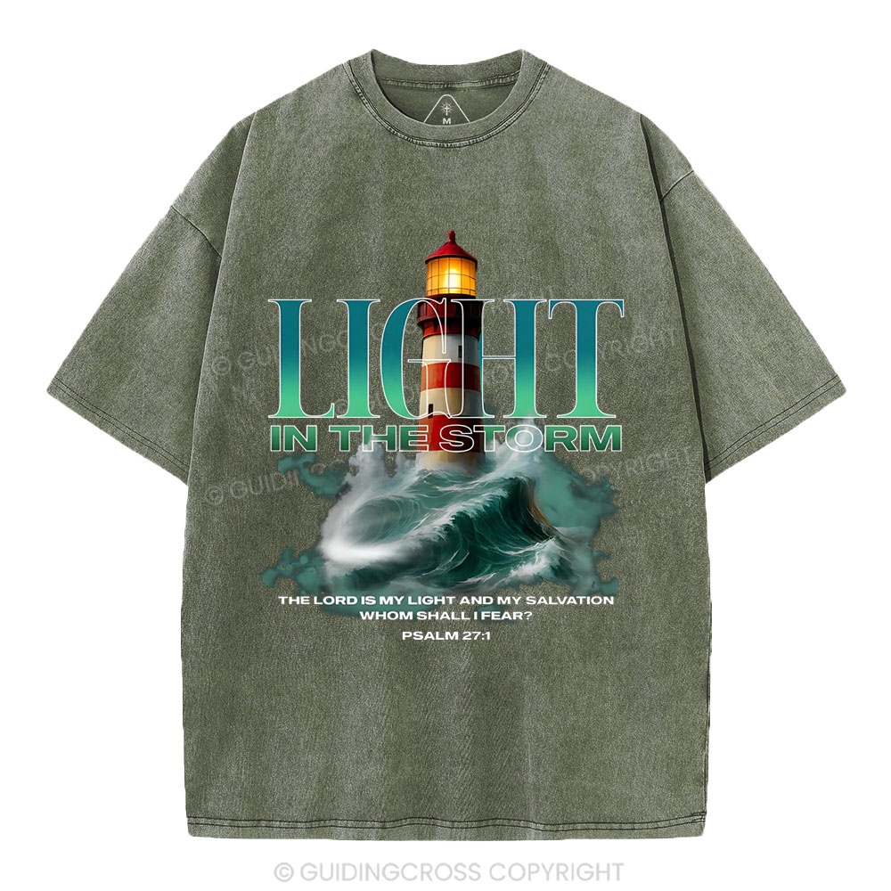 Light In The Storm Christian Washed T-Shirt