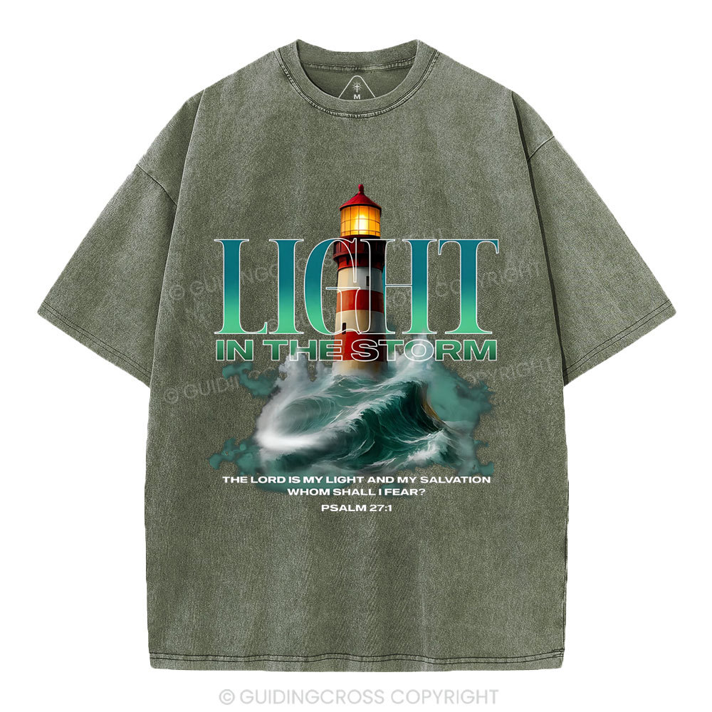 Light In The Storm Christian Washed T-Shirt