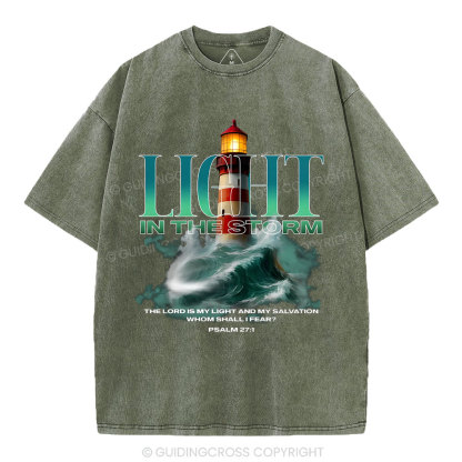Light In The Storm Christian Washed T-Shirt