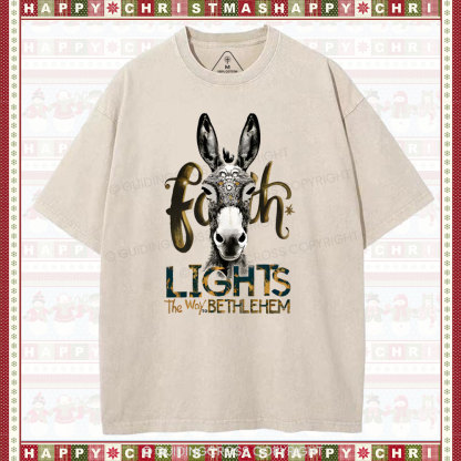 Lights The Way To Bethlehem Christian Washed T-Shirt