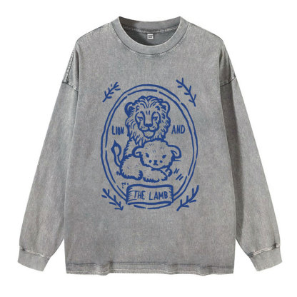 Lion And Lamb Christian Washed Long Sleeve T-Shirt
