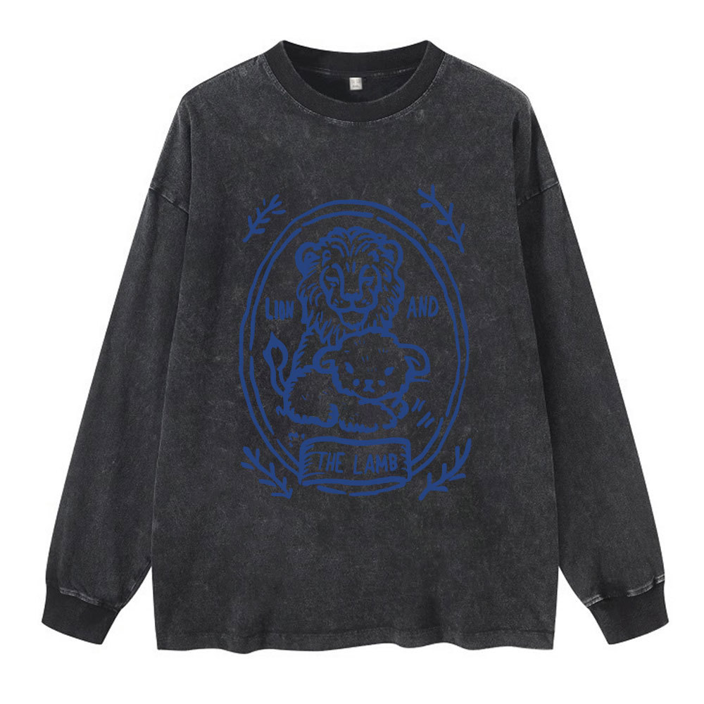 Lion And Lamb Christian Washed Long Sleeve T-Shirt