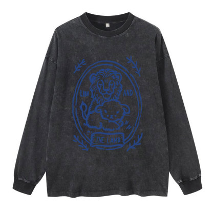 Lion And Lamb Christian Washed Long Sleeve T-Shirt