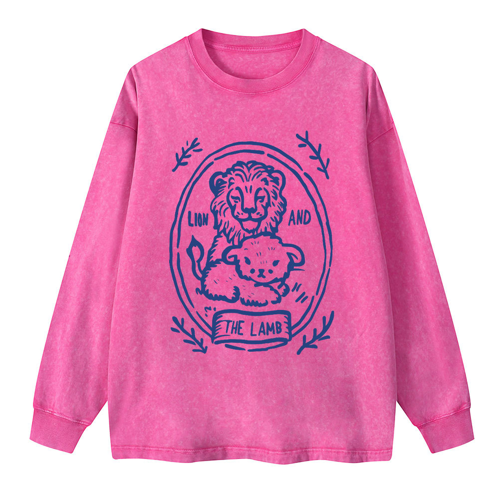 Lion And Lamb Christian Washed Long Sleeve T-Shirt