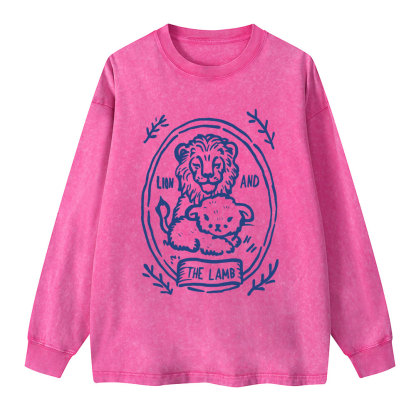 Lion And Lamb Christian Washed Long Sleeve T-Shirt