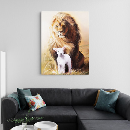 Lion And Lamb DIY Christian Canvas Wall Art