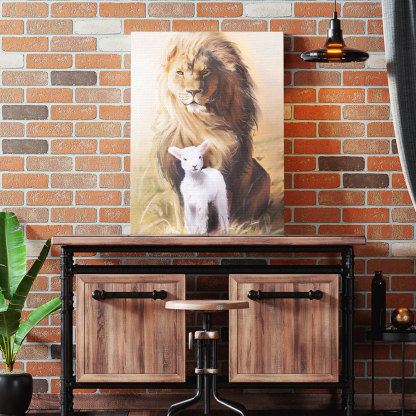 Lion And Lamb DIY Christian Canvas Wall Art