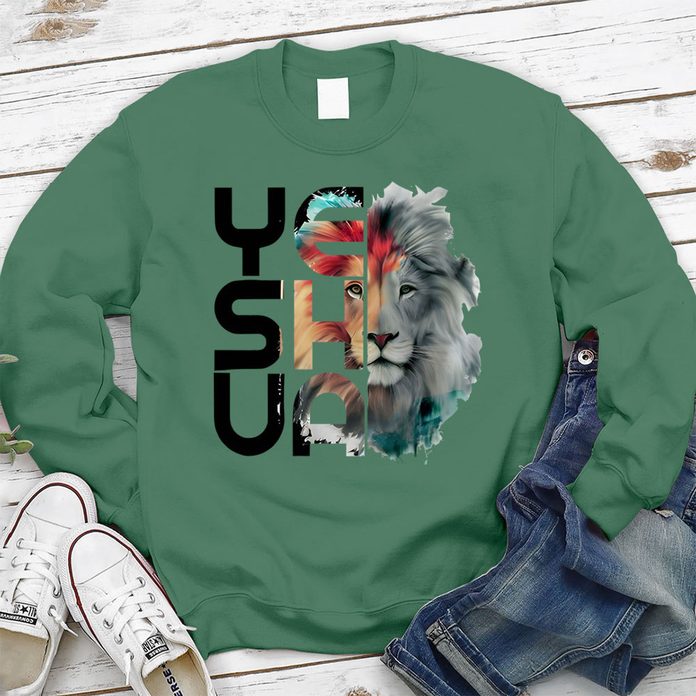 Lion And Yeshua Christian Sweatshirt
